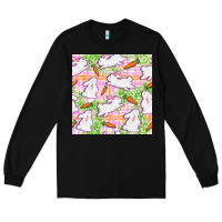 Black Easter Bunnies With Carrots Seamless Pattern Long Sleeve Tee - BundleAndBundleShop