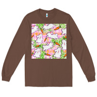 Chestnut Easter Bunnies With Carrots Seamless Pattern Long Sleeve Tee - BundleAndBundleShop