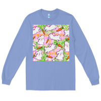 Colony Blue Easter Bunnies With Carrots Seamless Pattern Long Sleeve Tee - BundleAndBundleShop