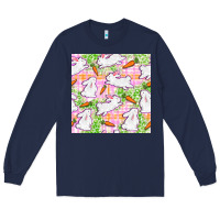 Navy Easter Bunnies With Carrots Seamless Pattern Long Sleeve Tee - BundleAndBundleShop