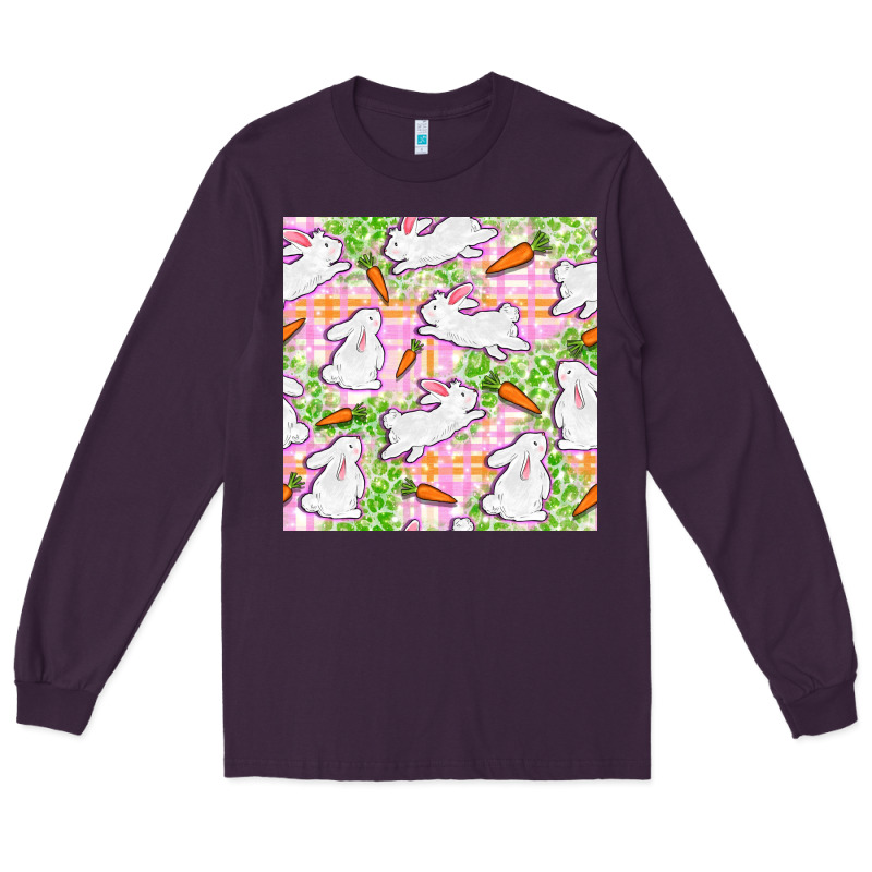 Easter Bunnies With Carrots Seamless Pattern Long Sleeve Tee by BundleAndBundleShop | Teevron