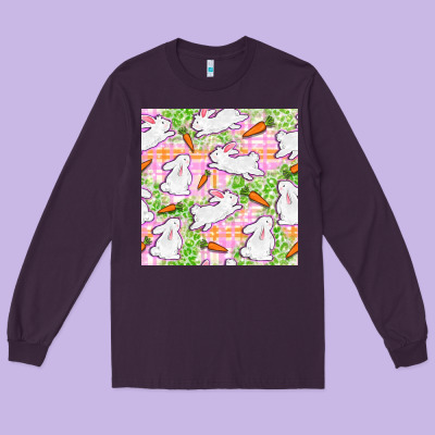 Easter Bunnies With Carrots Seamless Pattern Long Sleeve Tee Designed By Bundleandbundleshop