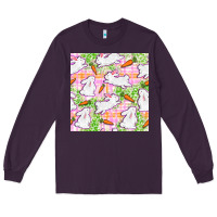 Plum Easter Bunnies With Carrots Seamless Pattern Long Sleeve Tee - BundleAndBundleShop