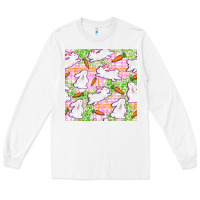 White Easter Bunnies With Carrots Seamless Pattern Long Sleeve Tee - BundleAndBundleShop