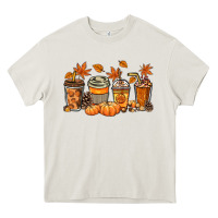 Cream Fall coffee cups Heavy Core Tee - NancyCooperArtShop