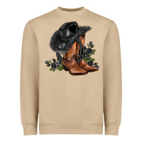 Black Cowgirl  And Roses Heavyweight Sweatshirt | Teevron