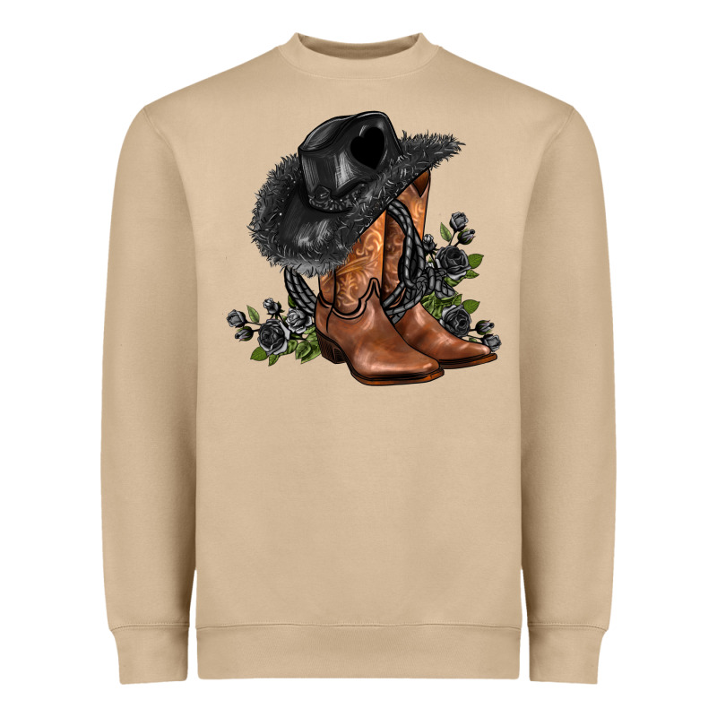Black Cowgirl  And Roses Heavyweight Sweatshirt by AdoDesignShop | Teevron