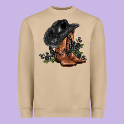 Black Cowgirl  And Roses Heavyweight Sweatshirt Designed By Adodesignshop