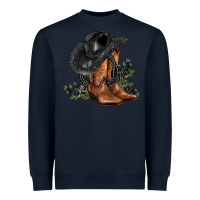Navy black cowgirl  and roses Heavyweight Sweatshirt - AdoDesignShop