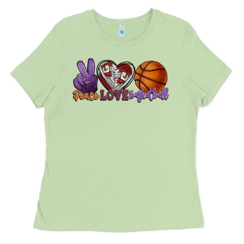 Peace Love Basketball Ladies Tee by HowdyJamesFarm | Teevron