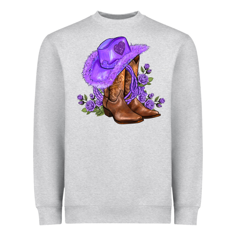 Purple Cowgirl  And Roses Heavyweight Sweatshirt by AdoDesignShop | Teevron