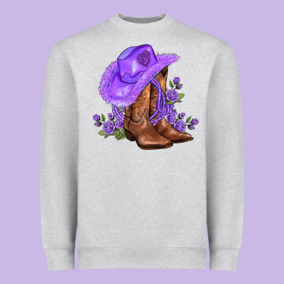 Purple Cowgirl  And Roses Heavyweight Sweatshirt Designed By Adodesignshop
