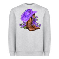 Heather Grey purple cowgirl  and roses Heavyweight Sweatshirt - AdoDesignShop