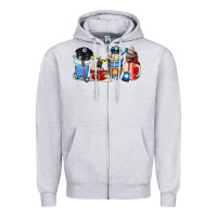 Heather Grey police coffee cup Zipper Hoodie - AdoDesignShop