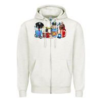 Oatmeal Heather police coffee cup Zipper Hoodie - AdoDesignShop