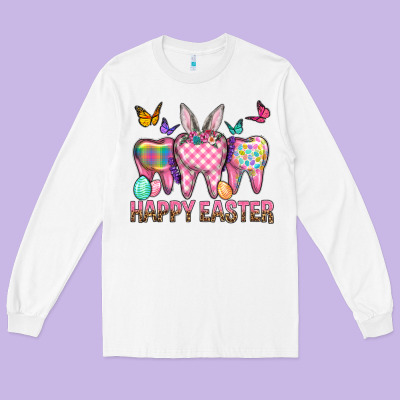 Happy Easter Dental And Egg Long Sleeve Tee Designed By Bundleandbundleshop