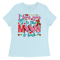 Baby Blue I love you to the moon and back Valentine's Day Ladies Tee - HowdyJamesFarm