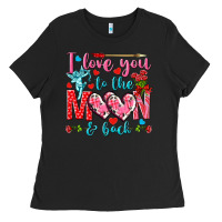 Black I love you to the moon and back Valentine's Day Ladies Tee - HowdyJamesFarm