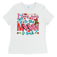 White I love you to the moon and back Valentine's Day Ladies Tee - HowdyJamesFarm