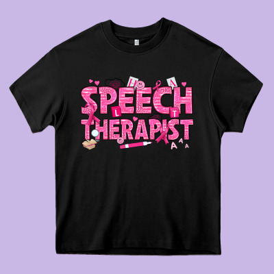 Breast Cancer Speech Therapist Heavy Core Tee Designed By Texasbilliewilder