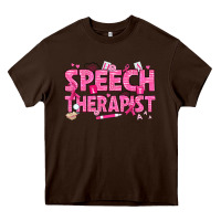 Chocolate Brown breast cancer speech therapist Heavy Core Tee - texasbilliewilder