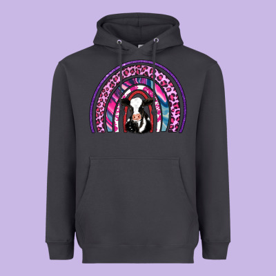 Rainbow Cow Heavyweight Hoodie Designed By Adodesignshop