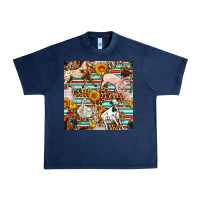 Navy Western Leopard Farm Animals Seamless Pattern Urban Heavy Tee - FaDigitalArtStudio