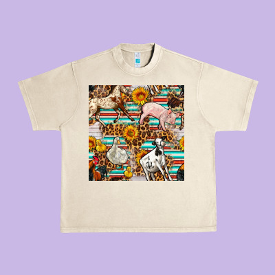 Western Leopard Farm Animals Seamless Pattern Urban Heavy Tee Designed By Fadigitalartstudio