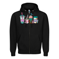 Black nurse fuel coffee cups Zipper Hoodie - AdoDesignShop