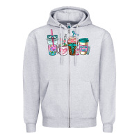 Heather Grey nurse fuel coffee cups Zipper Hoodie - AdoDesignShop