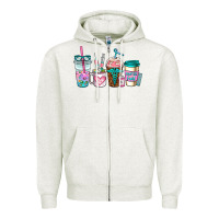 Oatmeal Heather nurse fuel coffee cups Zipper Hoodie - AdoDesignShop