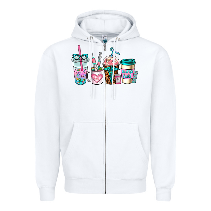 Nurse Fuel Coffee Cups Zipper Hoodie by AdoDesignShop | Teevron