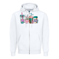 White nurse fuel coffee cups Zipper Hoodie - AdoDesignShop