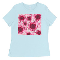 Baby Blue breast cancer sunflower Ladies Tee - CowGirlArtShop