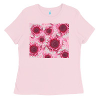 Bubblegum Pink breast cancer sunflower Ladies Tee - CowGirlArtShop