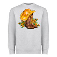 Heather Grey yellow  cowgirl and roses Heavyweight Sweatshirt - AdoDesignShop