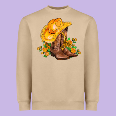 Yellow  Cowgirl And Roses Heavyweight Sweatshirt Designed By Adodesignshop
