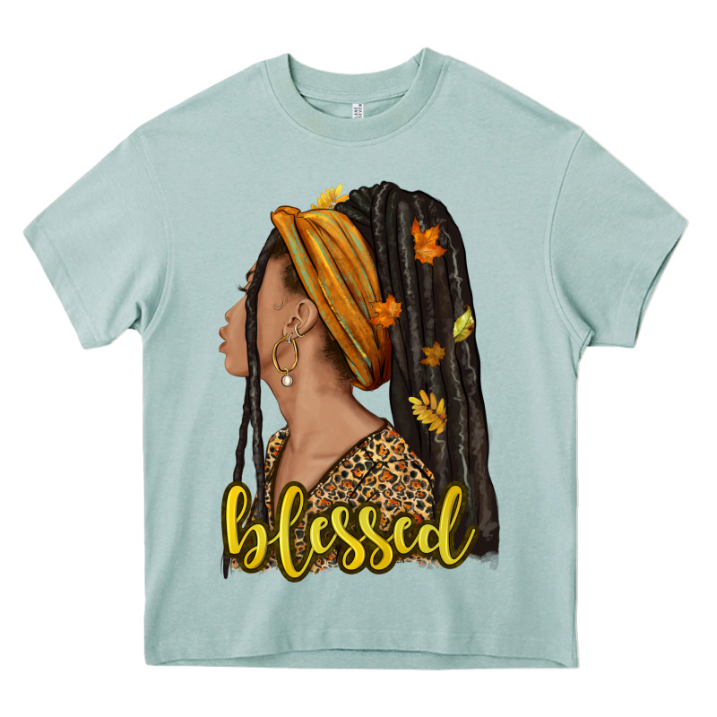 Fall Afro Woman Blessed Heavy Core Tee by NancyCooperArtShop | Teevron