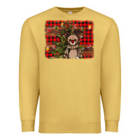 Antique Gold reindeer trees background Premium Sweatshirt - AdoDesignShop