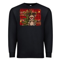 Black reindeer trees background Premium Sweatshirt - AdoDesignShop