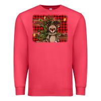 Cardinal reindeer trees background Premium Sweatshirt - AdoDesignShop