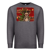 Charcoal Heather reindeer trees background Premium Sweatshirt - AdoDesignShop