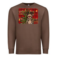 Chestnut reindeer trees background Premium Sweatshirt - AdoDesignShop