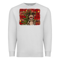 Dove Grey reindeer trees background Premium Sweatshirt - AdoDesignShop