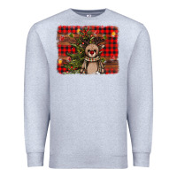 Heather Grey reindeer trees background Premium Sweatshirt - AdoDesignShop