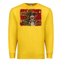 Lemon reindeer trees background Premium Sweatshirt - AdoDesignShop