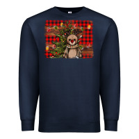 Navy reindeer trees background Premium Sweatshirt - AdoDesignShop