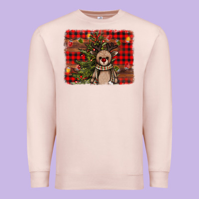 Reindeer Trees Background Premium Sweatshirt Designed By Adodesignshop