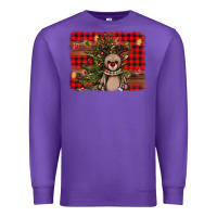Purple reindeer trees background Premium Sweatshirt - AdoDesignShop