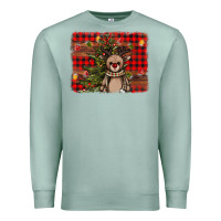Seafoam reindeer trees background Premium Sweatshirt - AdoDesignShop